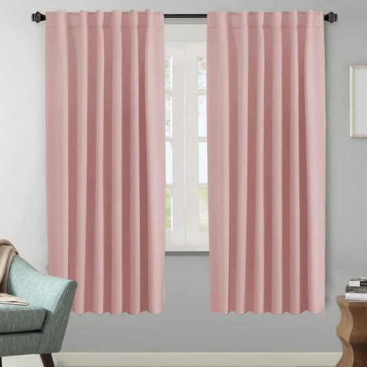 H.VERSAILTEX Blackout Curtains Thermal Insulated Window Treatment Panels Room Darkening Blackout Drapes for Living Room Back Tab/Rod Pocket Bedroom Draperies (2 Panels, Baby Pink, 52 x 72 Inch)