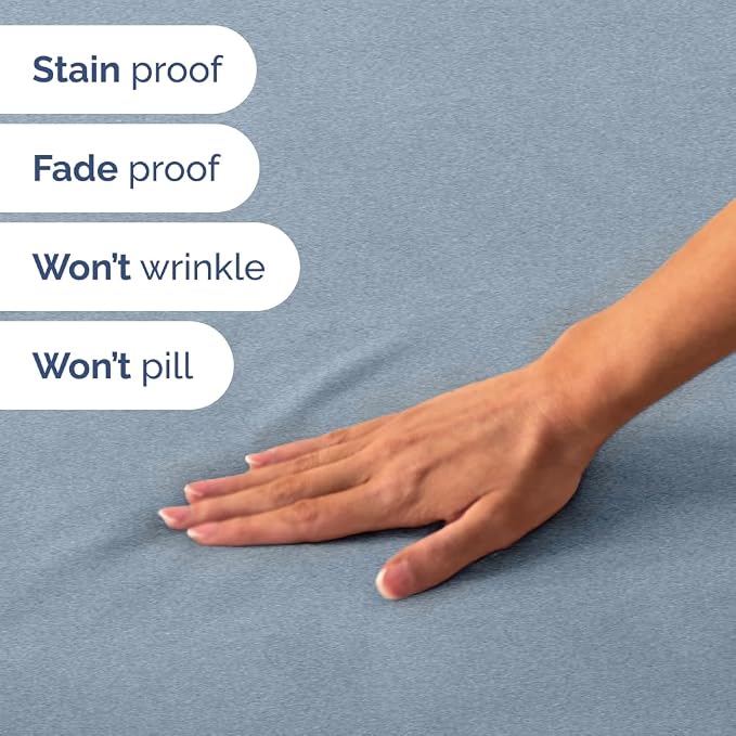 Short Queen Size 4 Piece Bed Sheet Set - RV Short Queen - Heathered Blue | Ultra-Soft, Breathable & Cooling Bed Sheets Set with Deep Pockets, Hotel Luxury Bedding for Women & Men, Wrinkle & Fade Free