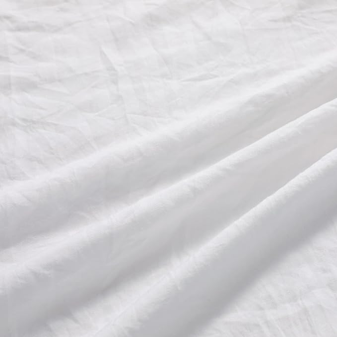 CAROMIO White Ruffle Duvet Cover Queen Size, 3PCS Soft Washed Microfiber Vintage French Country Duvet Cover Set for Queen Bed, White, 90x90 in