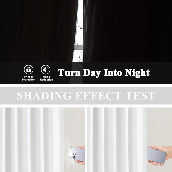 Vision Home White Pinch Pleated Full Blackout Curtains Thermal Insulated Window Curtains 90 inch for Living Room Bedroom Room Darkening Pinch Pleat Drapes with Hooks Back Tab 2 Panel 40" Wx90 L