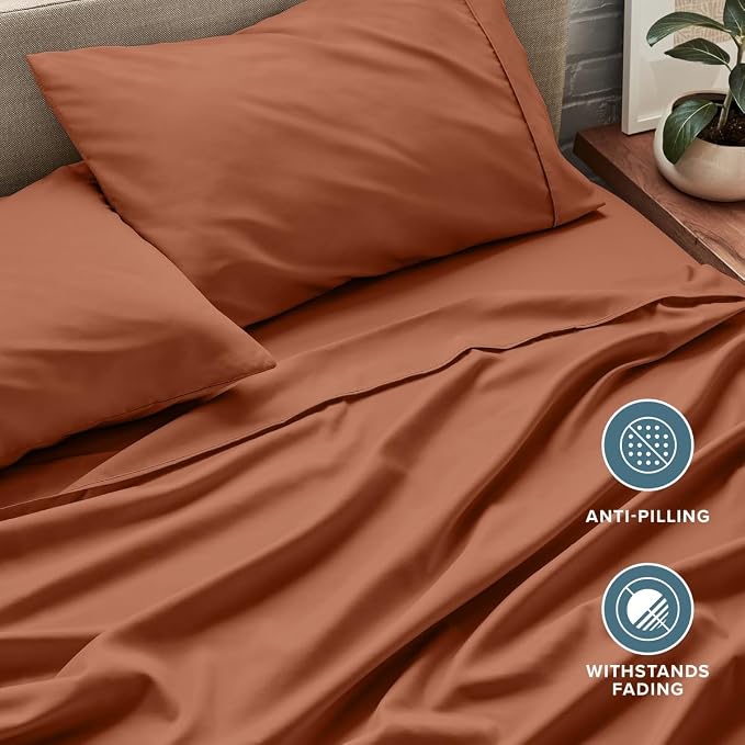 Bare Home Queen Sheet Set - 1800 Ultra-Soft (Queen, Terracotta) | Deep Pockets 6 to 15 Inches, Breathable, Hypoallergenic, Hotel Luxury, Easy Fit, Soft, All-Season