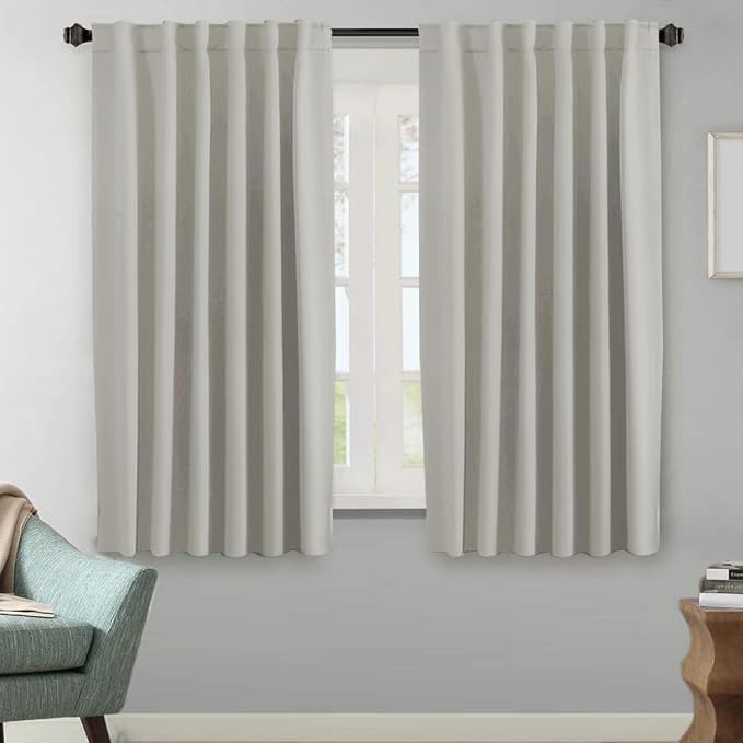H.VERSAILTEX Blackout Curtains Thermal Insulated Window Treatment Panels Room Darkening Blackout Drapes for Living Room Back Tab/Rod Pocket Bedroom Draperies (2 Panels, Pale Oak, 52 x 63 Inch)