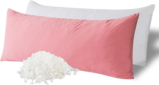 WhatsBedding Memory Foam Body Pillow with Cover, Long Bed Pillow for Adults | Breathable Zippered Cotton Cover,Long Pillow for Sleeping, Firm Pillow Fluffy Supportive for Side Sleepers