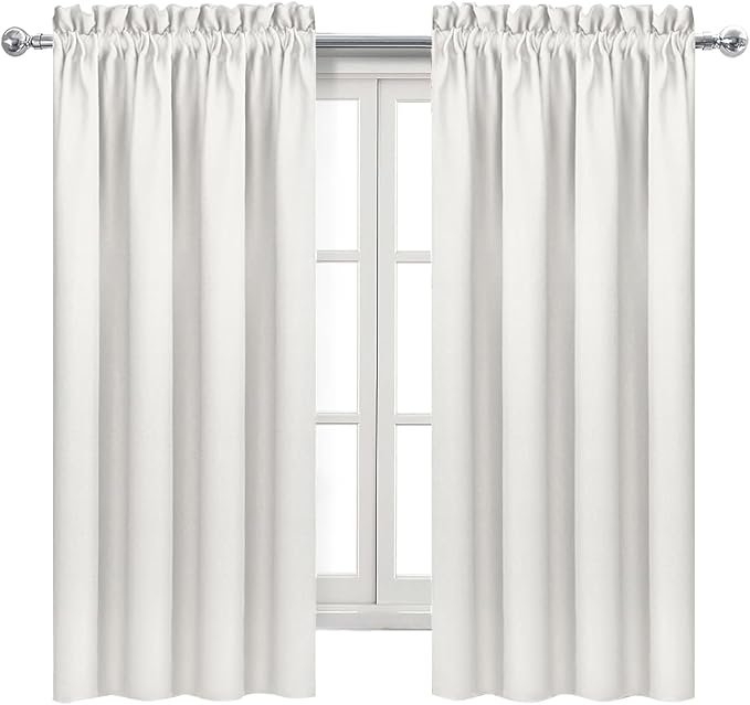 DWCN Blackout Curtains for Bedroom Living Room 38 x 72 Inch Long Ivory | 2 Panels Set, Room Darkening, Thermal Insulated, Light Blocking, Rod Pocket Drapes, Noise Reducing Window Treatments