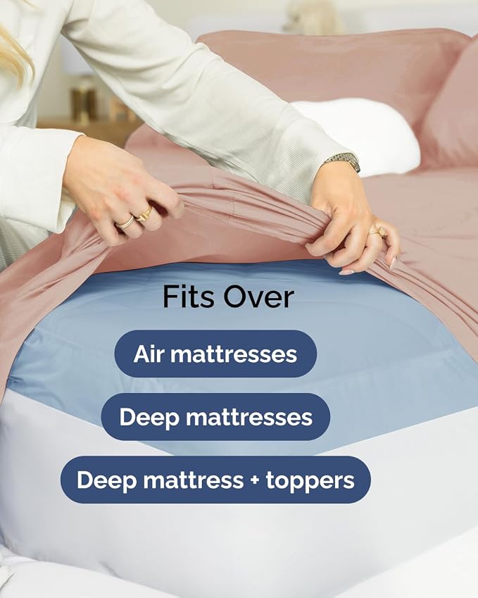 CGK Unlimited Extra Deep Flex Top Split Head King Sheet Set - 6 Piece Breathable and Cooling Sheets - Hotel Luxury Bedding for Women, Men, Kids & Teens - Easy Secure Fit - Extra Deep Pockets - Mauve