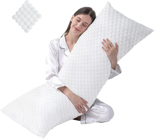 DOWNCOOL Full Body Pillow for Adults- Ultra Soft Long Bed Pillow with Removable Cover Cooling Breathable, Polyester Microfiber Large Body Pillow, 20x54 inch (with Cover)
