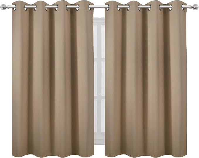 Natural Thermal Blackout Curtains/52 x 45 Inch/Set of 2 Panels Room Darkening Curtains