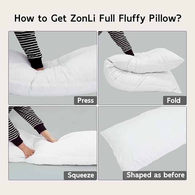 ZonLi Fluffy Body Pillow for Adults, Fuzzy Faux Fur Long Pillow with Shredded Memory Foam, Adjustable Support for Side Sleepers, Gifts, 20 x 54 Inch, Sage Green