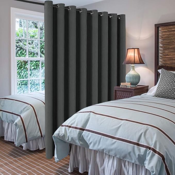 H.VERSAILTEX Blackout Patio Curtains 100 x 102 Inches for Sliding Door Extral Wide Blackout Curtain Panels Thermal Insulated Room Divider - Grommet Top, 8.5' Tall by 8.3' Wide - Charcoal Gray