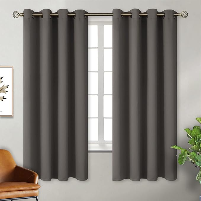 BGment Grey Blackout Curtains for Bedroom 69 Inch Long - 2 Panels | Grommet Top, Black Out, Room Darkening, Sunblock, Thermal Insulated, Window Drapes for Kids Boys Room, 55x69 Inch