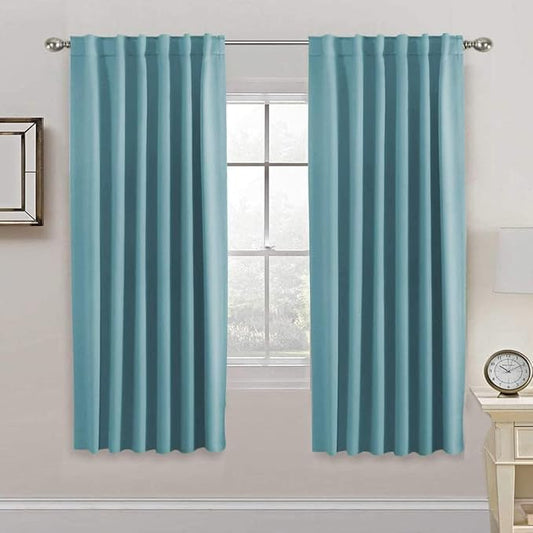 H.VERSAILTEX Blackout Curtains Thermal Insulated Window Treatment Panels Room Darkening Blackout Drapes for Living Room Back Tab/Rod Pocket Bedroom Draperies, 52 x 72 Inch, Aqua, 2 Panels