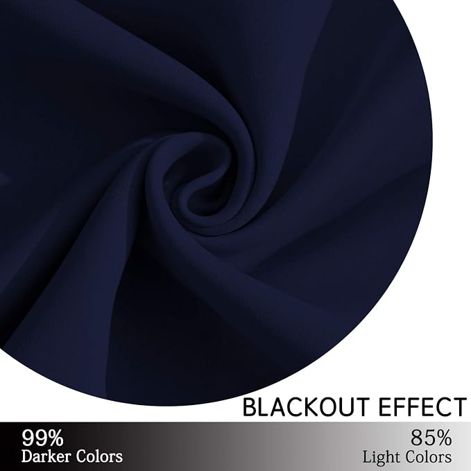 Yakamok Room Darkening Curtains 52x45 inch Length Navy Blue-Living Room | 2 panels,grommet blackout window treatment,thermal insulated,light blocking drapes,privacy protection,bedroom dining room