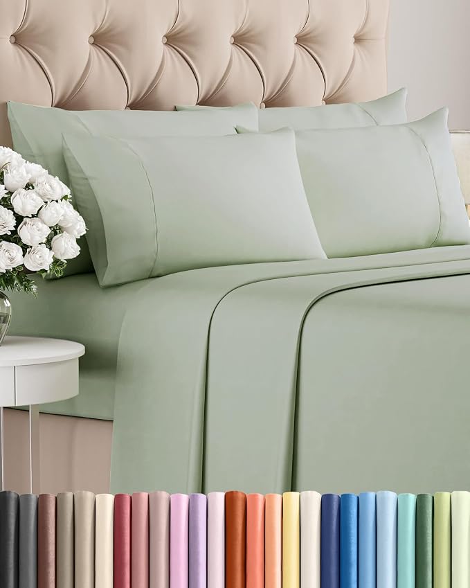 Full 6 Piece Bed Sheet Set - Soft, Breathable & Cooling Sheets - Eucalyptus | Ultra-Soft Hotel Luxury Bedding Set with 8-16 Inch Deep Pockets, 1 Flat & 1 Fitted Sheet & 4 Pillowcases, Wrinkle & Fade Free