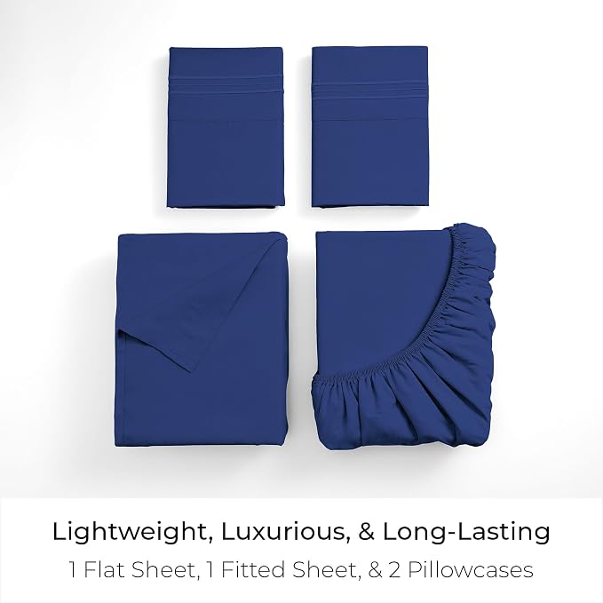 Mellanni Iconic 4-Piece, Ultra Soft Sheet Set (Queen, Royal Blue) | 10M+ Sleepers. Lab-tested: Sleeps Cool, Stays Bright, Strong, Smooth. Good Housekeeping Best Bedding, 7 yrs running.