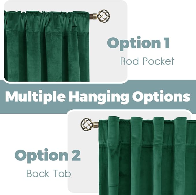 BGment Emerald Green Velvet Blackout Curtains 84 Inches for Living Room | Drapes for Bedroom, Thermal Insulated, Noise Reduce, Elegant, Christmas Panels, Back Tab Rod Pocket, 2 Panels, 52 x 84 Inch
