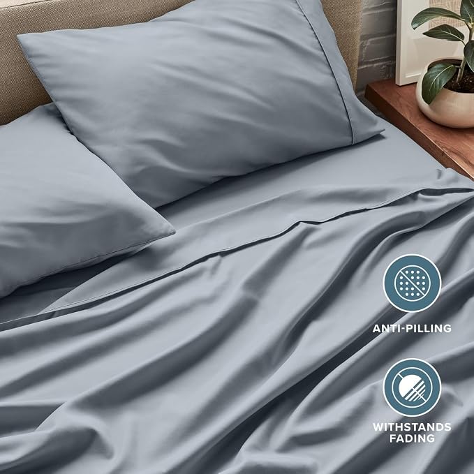 Bare Home Full Sheet Set - 1800 Ultra-Soft (Full, Steel Blue) | Deep Pockets 6 to 15 Inches, Breathable, Hypoallergenic, Hotel Luxury, Easy Fit, Soft, All-Season