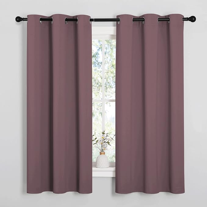 NICETOWN Dry Rose Blackout Curtains for Bedroom 42" w x 63" L 2 Panels | Farmhouse Thermal Insulated Room Darkening Drapes for Kitchen Windows Treatments, Light Blocking Noise Reducing Home Decor