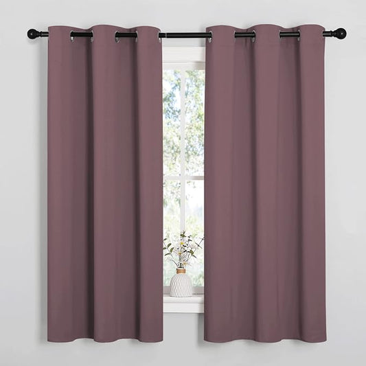 NICETOWN Dry Rose Blackout Curtains for Bedroom 42" w x 63" L 2 Panels | Farmhouse Thermal Insulated Room Darkening Drapes for Kitchen Windows Treatments, Light Blocking Noise Reducing Home Decor