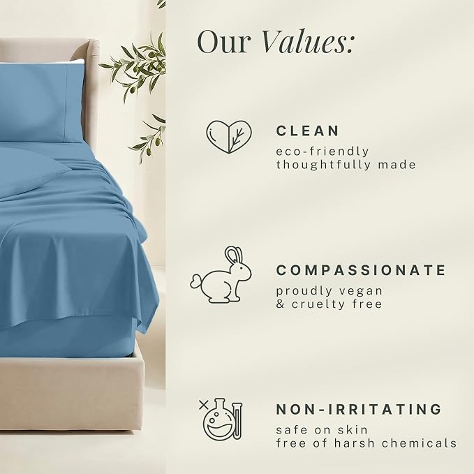 Hearth & Harbor Extra Deep Pocket Queen Sheets Sets - Fits Mattress 18-24 Inches Deep - Extra Deep Pocket Sheets - 6 Piece Queen Size - Blue Heaven