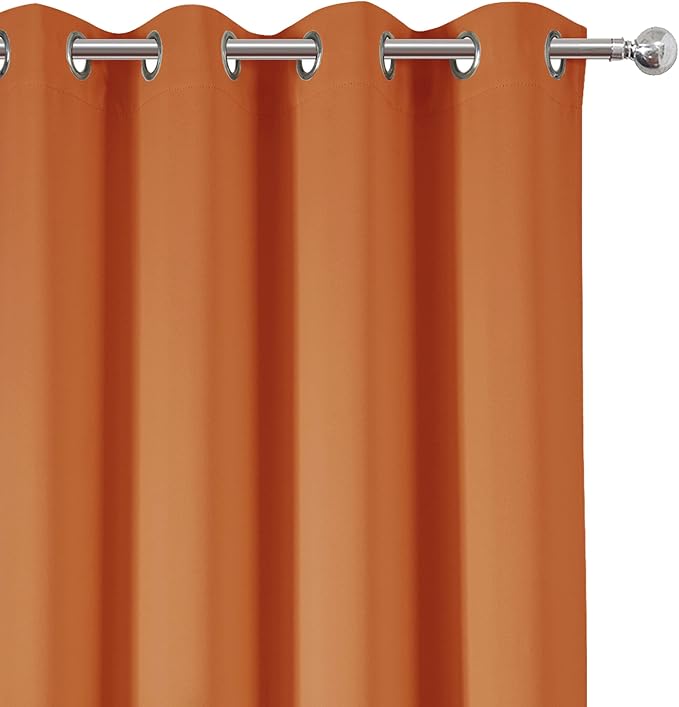 Blackout Curtains 52 x 84 inch/Orange Curtains Set of 2 Panels/Thermal Insulated Room Darkening Bedroom Curtains