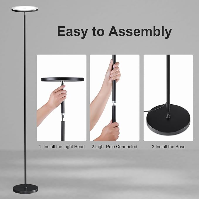 SUNMORY Floor Lamps for Living Room，LED Standing Lamp with Remote Control | 32W/3000LM Super Bright, 69" Tall Floor Lamp with Stepless Dimmable, Modern Torchiere Corner Lamp for Bedroom, Office