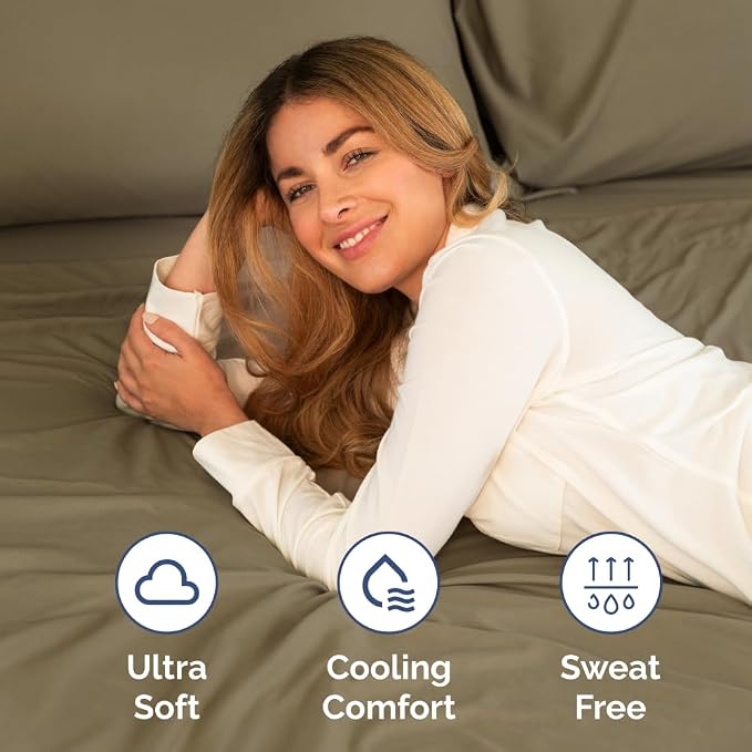 Short Queen Size 4 Piece Bed Sheet Set - RV Short Queen Sheets - Khaki | Ultra-Soft, Breathable & Cooling Bed Sheets Set with Deep Pockets, Hotel Luxury Bedding for Women & Men, Wrinkle & Fade Free