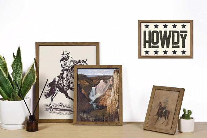 ANERZA 16 PCS Framed Western Wall Art Decor, Southwestern Gallery Wall Frame Set Prints for Bedroom Bathroom, Cowboy Posters for Living Room Aesthetic, Dorm Home Artwork Collage Kit