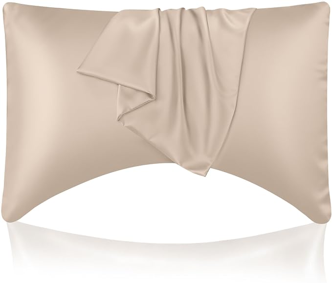 Cooling Curved King Pillow Case for Sider Sleeper Breathable Cool Silky Soft Pillow Cover with Zipper for Hot Sleepers,Hair and Skin Friendly,Taupe,1 Pack,20x36IN