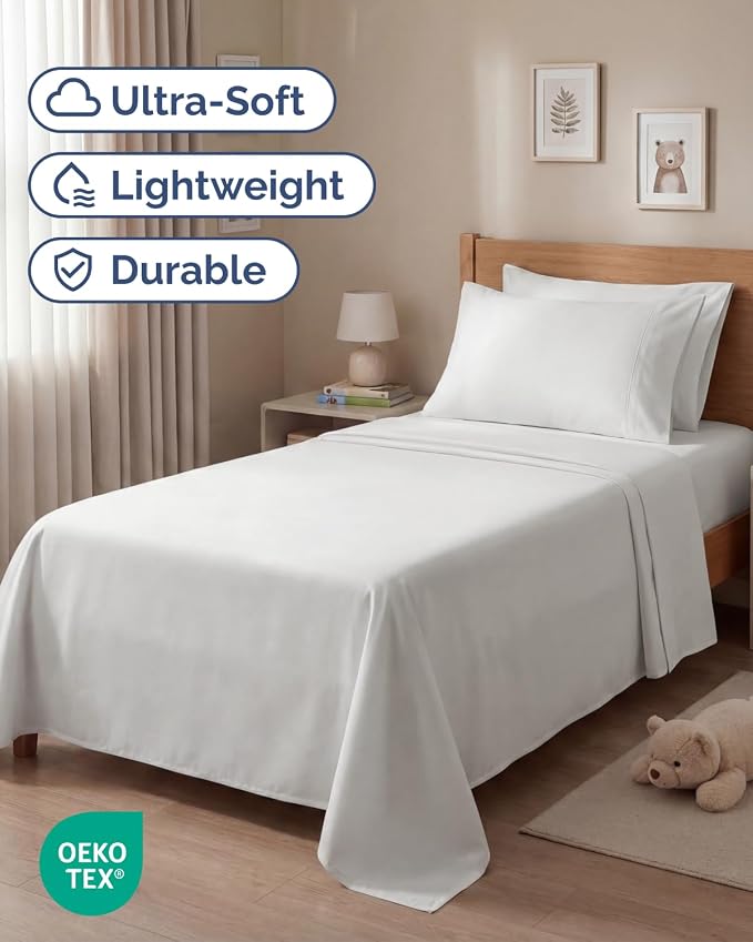 Twin 4 Piece Bed Sheet Set - Breathable & Cooling Sheets - Antique White | Ultra Soft Hotel Luxury Bedding Set with 8-16 Inch Deep Pockets, 1 Flat & 1 Fitted Sheet & 2 Pillowcases, Wrinkle & Fade Free