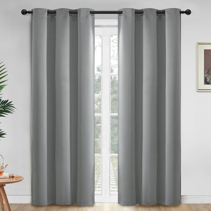 Yakamok Room Darkening Curtains 42x84 inch Length Dove Grey-Living Room | 2 panels,grommet blackout window treatment,thermal insulated,light blocking drapes,privacy protection,bedroom dining room