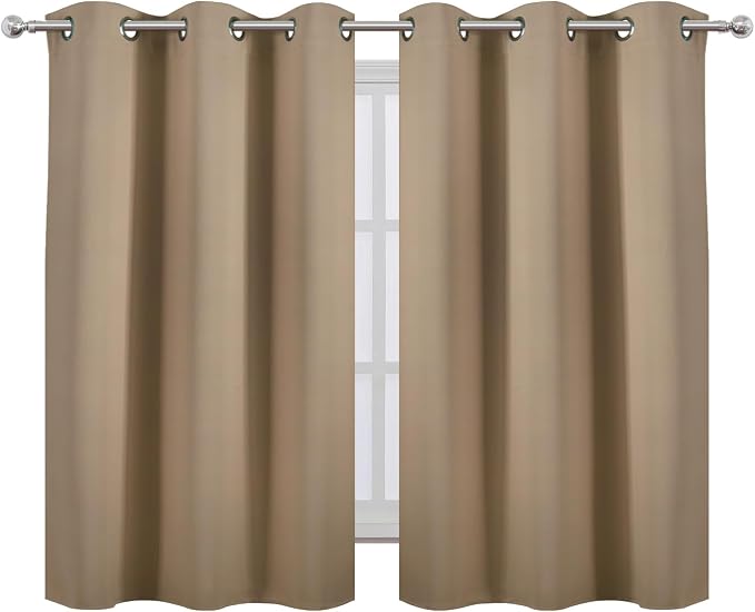 Natural Blackout Curtains/38 x 54 Inch/Set of Two Panels Grommet Living Room Curtains