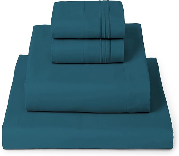 Mellanni Iconic 4-Piece, Ultra Soft Sheet Set (King, Teal) | 10M+ Sleepers. Lab-tested: Sleeps Cool, Stays Bright, Strong, Smooth. Good Housekeeping Best Bedding, 7 yrs running.