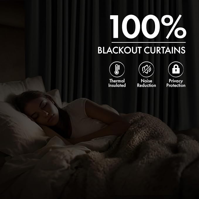 MIULEE 100% Blackout Linen Curtains for Bedroom 40W x 102L Cream 2 Panels | 102 inches Long, Thermal Insulated, Room Darkening, Black Out Drapes for Living Room, Back Tab Rod Pocket