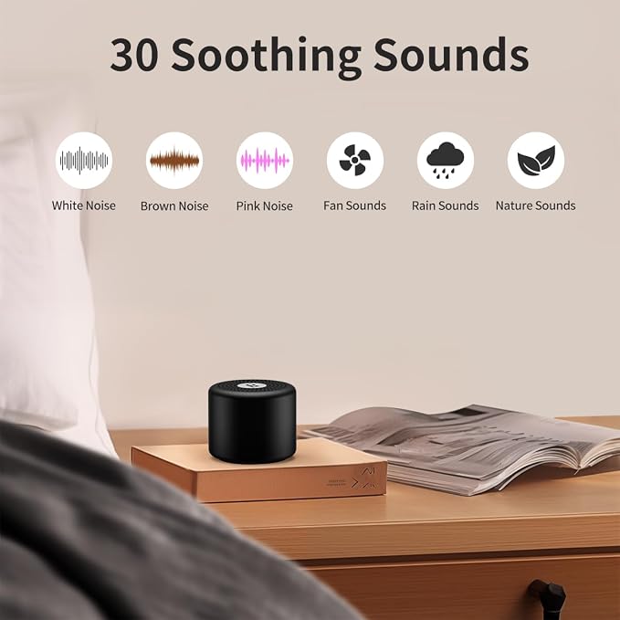 Mini Portable Sound White Noise Machine Baby Patter for Sleep with 30 Soothing Sounds for Baby Kids Adults 32 Volume Levels Sleep Soother Auto-Off Timer for Travel Home Office Privacy