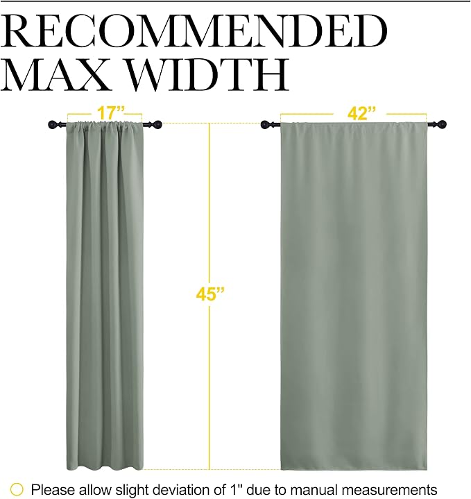 NICETOWN Window Curtains Blackout Drapes - Thermal Insulated Solid Rod Pocket Blackout Curtains/Draperies for Living Room (Sage Green, One Pair, 42 by 45-Inch)
