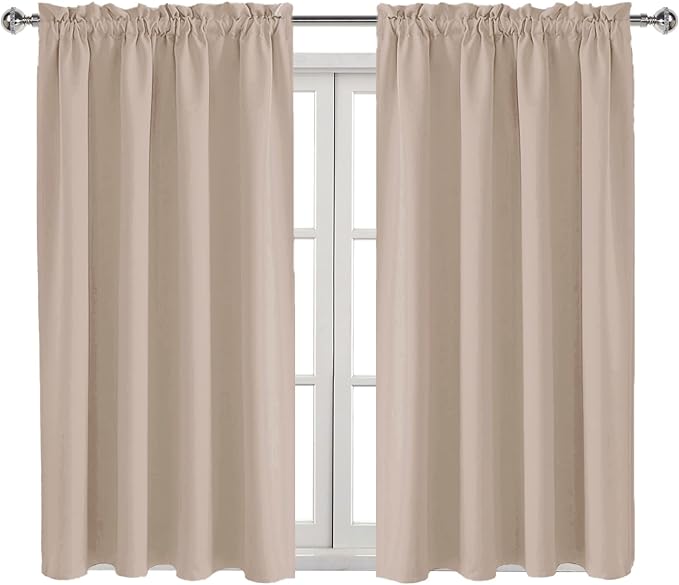 DWCN Blackout Curtains for Bedroom Living Room 52 x 54 Inch Long Camel | 2 Panels Set, Room Darkening, Thermal Insulated, Light Blocking, Rod Pocket Drapes, Noise Reducing Window Treatments
