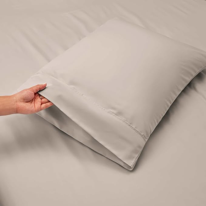 Hearth & Harbor Bed Sheets, Luxury Soft 6 Piece Bed Sheet Set Extra Deep Pocket Fitted Sheets Fits Mattress up to 21", Double Brushed Bedding Sheets & Pillowcases, Full, Natrual Linen