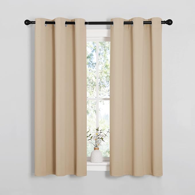 NICETOWN Room Darkening Draperies Window Curtain Panels, Thermal Insulated Grommet Room Darkening Curtains for Bedroom (Biscotti Beige, 2 Panels, W34 x L54 -inch) | Room Darkening Thermal Insulated Grommet Draperies Window Panels, Light Blocking Noise ...