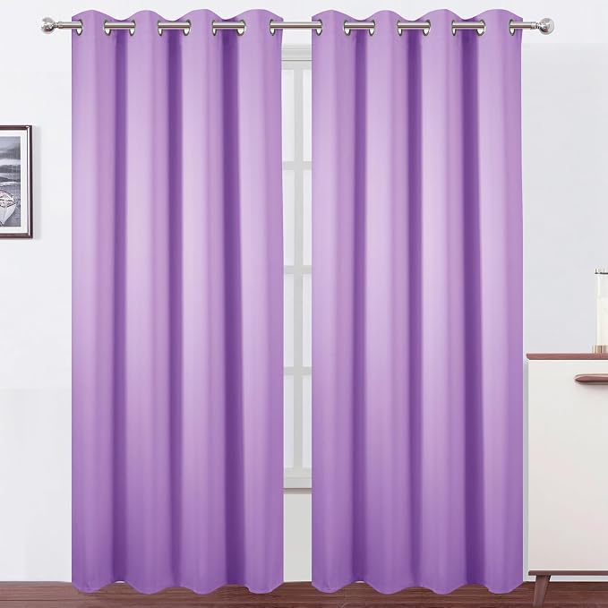 Blackout Curtains 52 x 120 Inch Long Lavender Curtains Set of 2 Panels Room Darkening Curtains for Bedroom and Living Room
