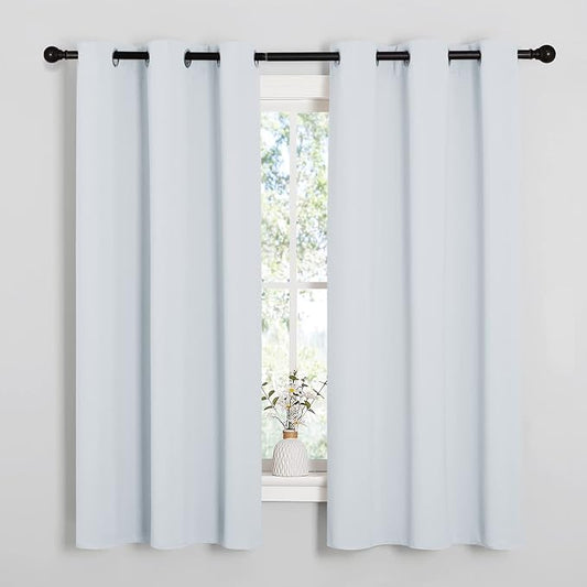 NICETOWN Greyish White Blackout Curtains for Bedroom 42" w x 48" L 2 Panels | Easy-Care Solid Thermal Insulated Grommet Draperies Drapes, Light Blocking Noise Reducing Room Darkening Kitchen Home Decor
