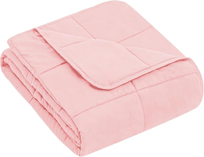 yescool Weighted Blanket (5 lbs, 36" x 48", Pink) Cooling Heavy Blanket, Perfect for 40-60 lbs, Breathable Throw Blanket Gifts with Premium Glass Bead, Machine Washable