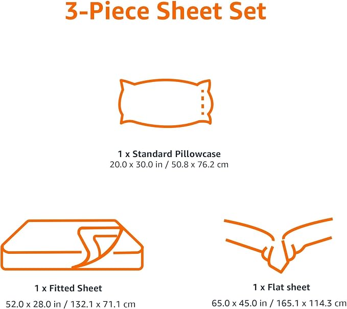 Amazon Basics 3 Piece Bed Sheet Set, 100% Cotton Jersey, Includes Super Soft, Flat and Fitted Sheets, Pillowcase, Toddler, Dark Gray, Solid