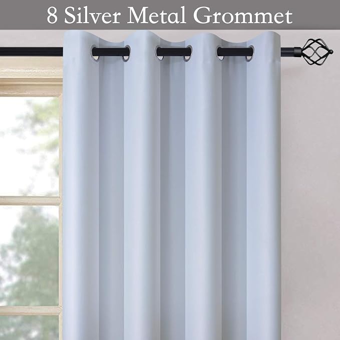 SimpleHome Ombre Gradient Grey White to Gray Curtains for Bedroom, 52Wx84L | Room Darkening Curtains,Light Blocking Thermal Insulated Grommet Window Curtains for Living Room,2 Panels,84 Inches Length