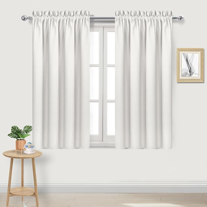 DWCN Blackout Curtains for Bedroom Living Room 38 x 54 Inch Long Ivory | 2 Panels Set, Room Darkening, Thermal Insulated, Light Blocking, Rod Pocket Drapes, Noise Reducing Window Treatments