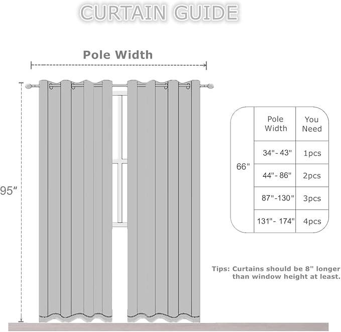 Blackout Curtains 66 x 95 inch/Light Beige Curtains Set of 2 Panels/Thermal Insulated Room Darkening Bedroom Curtains