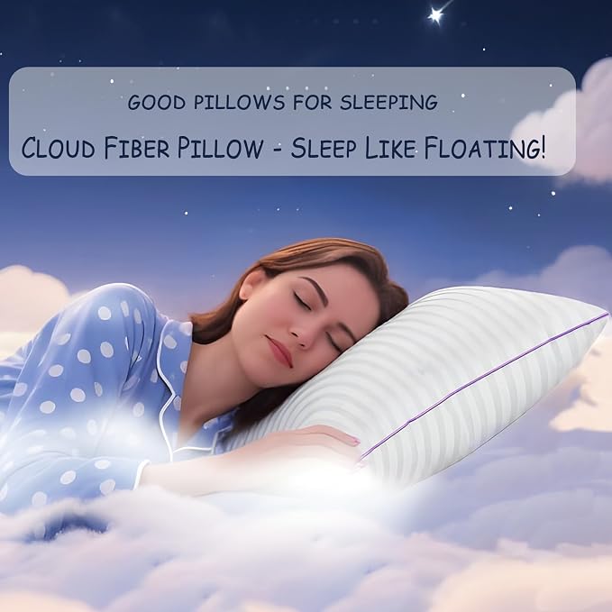 VAINOC Pillows Standard Size Set of 2,Breathable Hotel Collection Bed Pillows for Sleeping Medium Soft Down Alternative Microfiber Filled,17 x 26 Inches