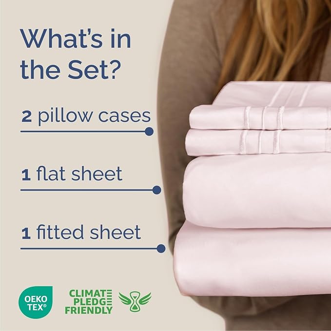 Cal King Size 4 Piece Sheet Set - Breathable & Cooling - Lavender Pink | Hotel Luxury Bed Sheets for Women & Men, Deep Pockets, Easy-Fit, Extra Soft & Wrinkle Free Sheets, Oeko-Tex Bed Sheet Set