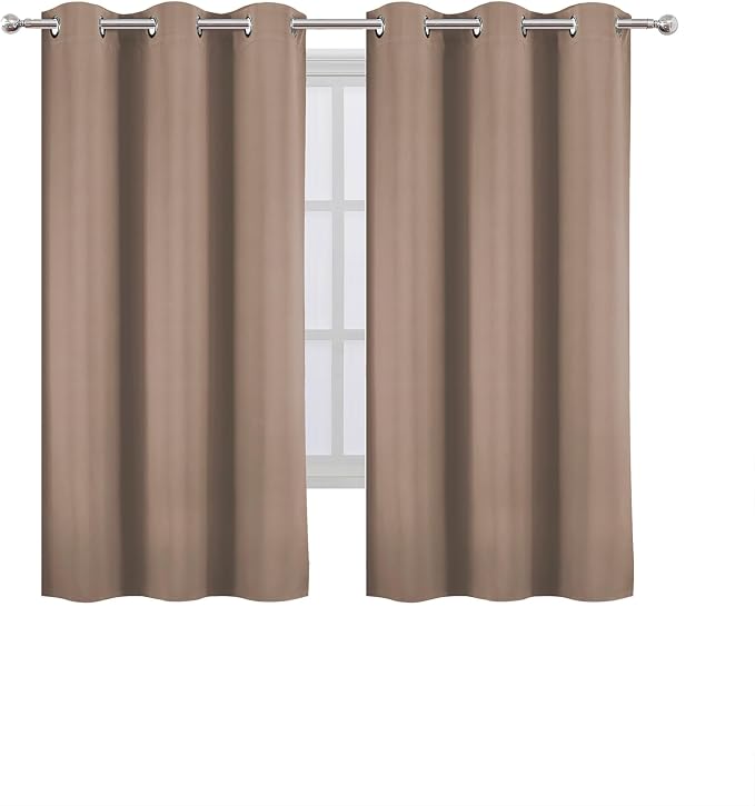 Cappuccino Blackout Curtains 34 x 63 Inch Length/Set of 2 Curtain Panels/Thermal Insulated Room Darkening Blackout Curtains for Bedroom