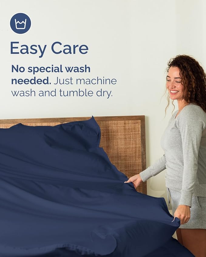 Twin XL Size Flat Sheet - Pack of 2, College Dorm Essentials - Navy Blue | Ultra-Soft, Comfy, Breathable & Cooling, College Dorm Room, Fade & Wrinkle Free, Stain & Shrink Resistant Bedding, Oeko-Tex