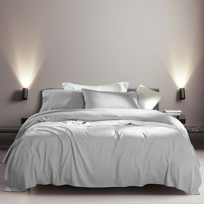 SONORO KATE Bed Sheet Set Super Soft Microfiber 1800 Series Luxury Egyptian Sheets Fit 18-24 Inch Deep Pocket Mattress Wrinkle-6 Piece (Grey, King)